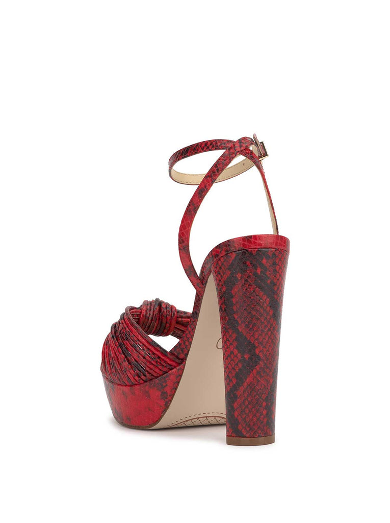 Immie Platform Sandal in Red Snake