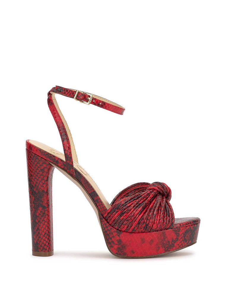 Immie Platform Sandal in Red Snake