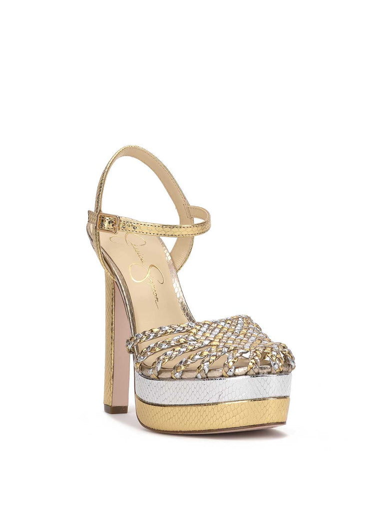 Inaia Braided Platform Sandal in Gold