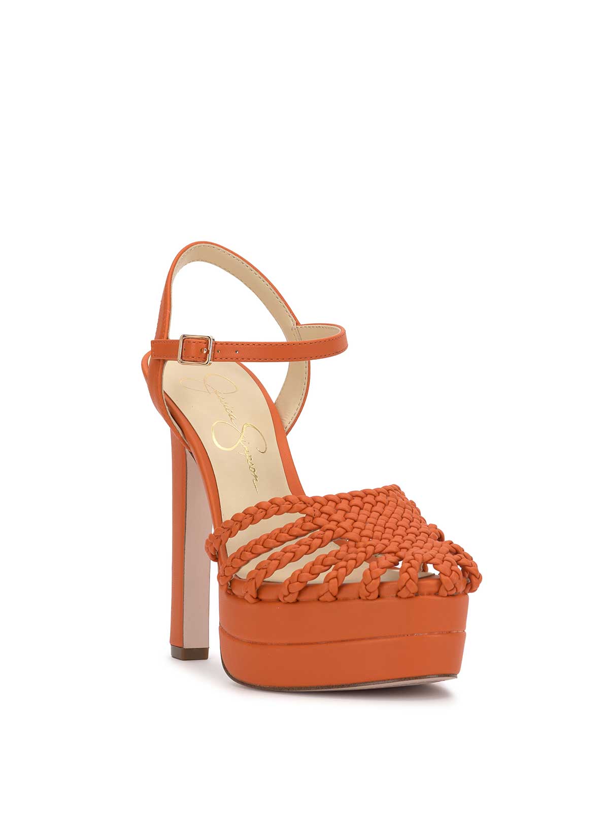 Inaia Braided Platform Sandal in Tangerine