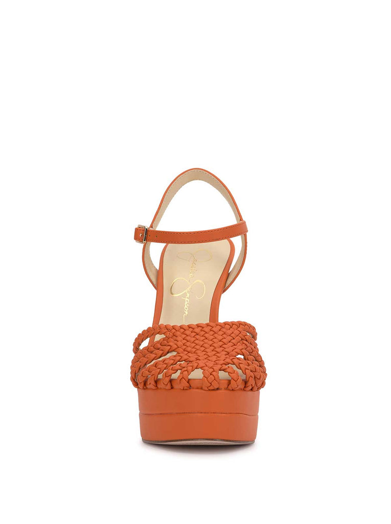 Inaia Braided Platform Sandal in Tangerine