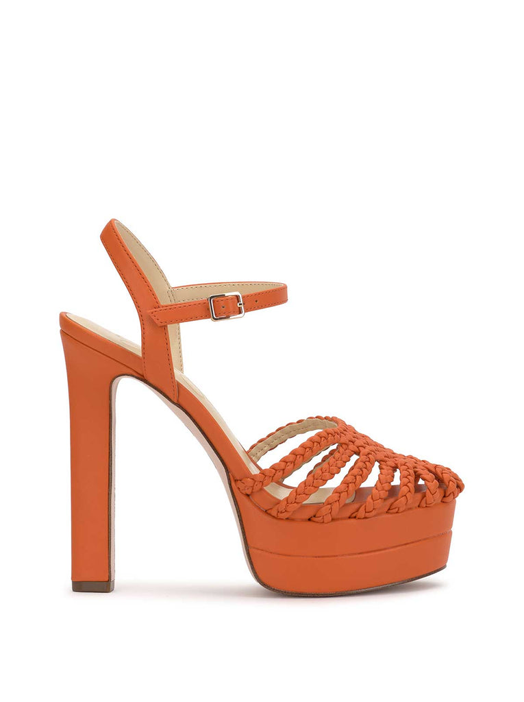 Inaia Braided Platform Sandal in Tangerine