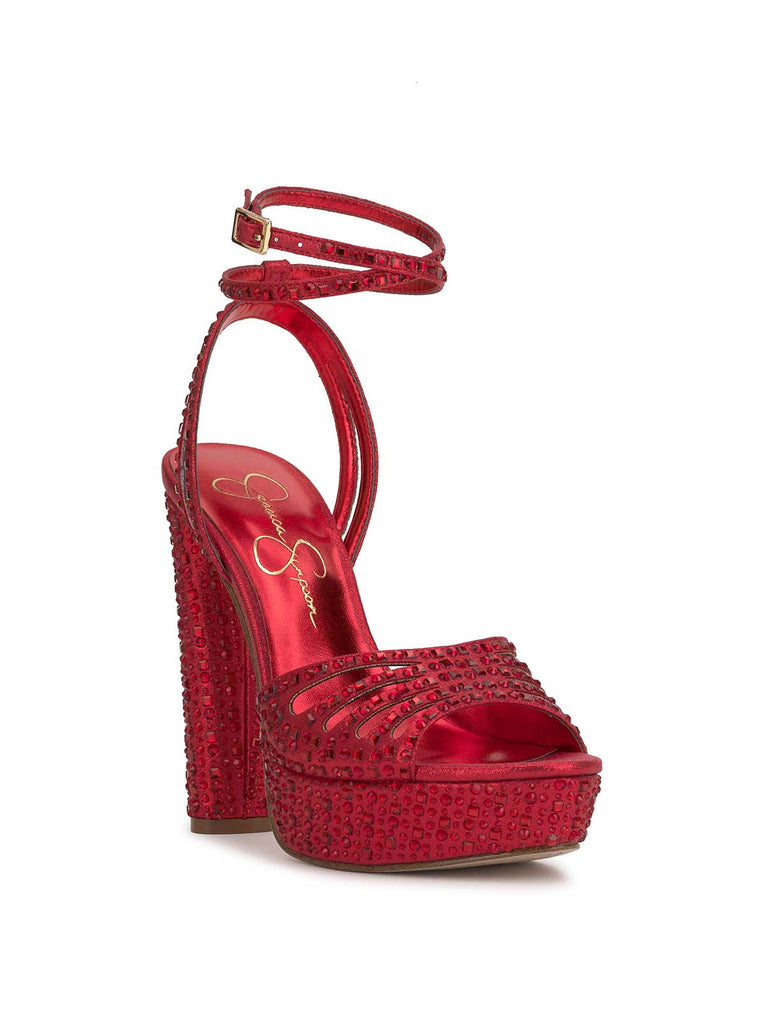 Iralin Platform Sandal in Red Muse