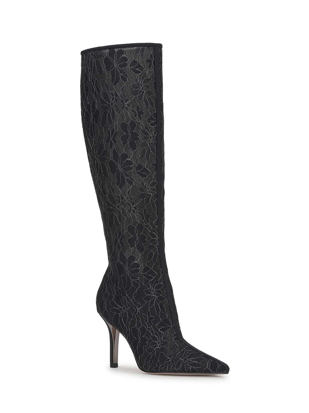 Juleira Knee High Boot in Black Lace