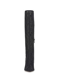 Juleira Knee High Boot in Black Lace