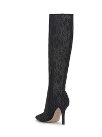 Juleira Knee High Boot in Black Lace