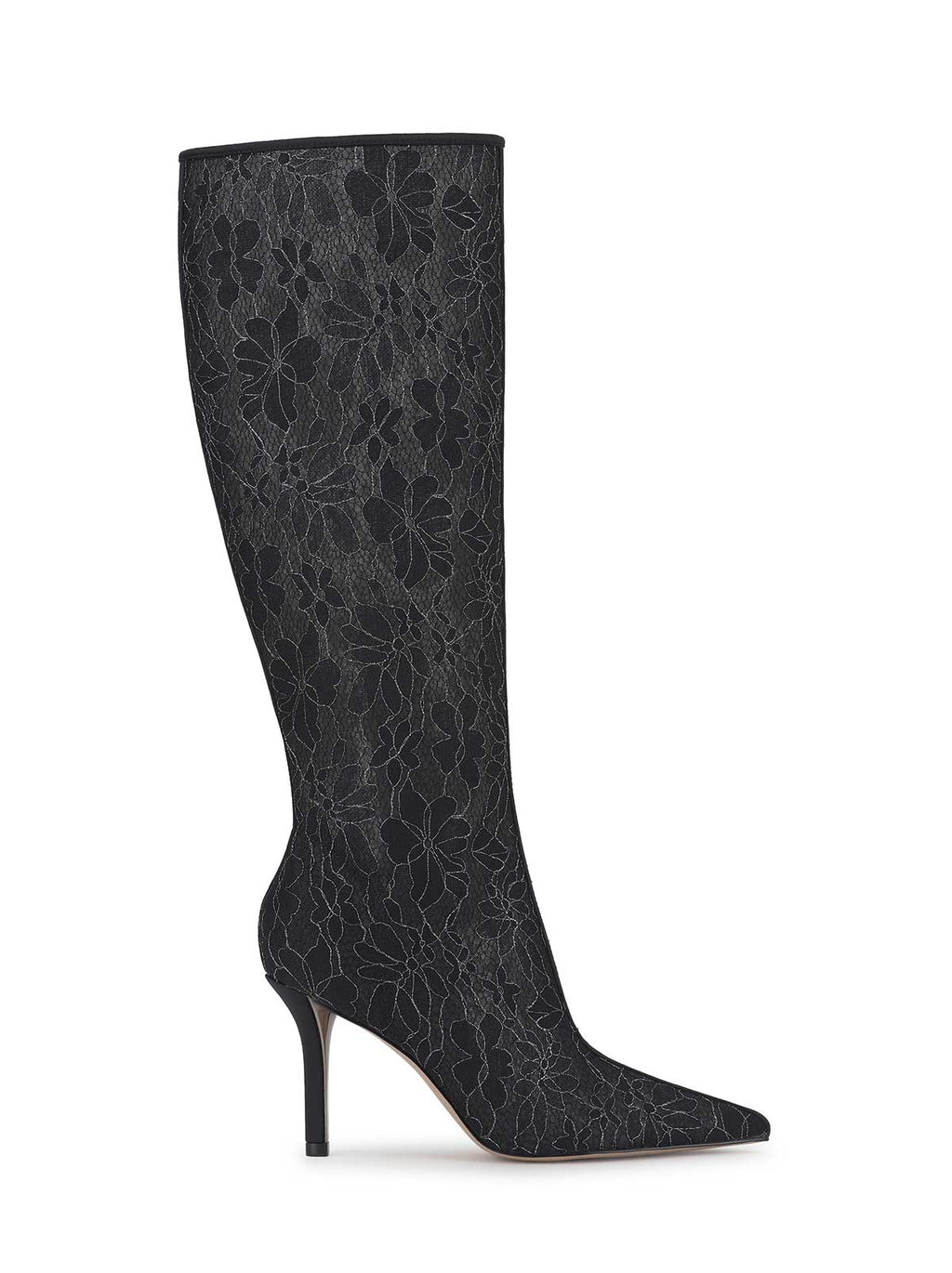 Juleira Knee High Boot in Black Lace