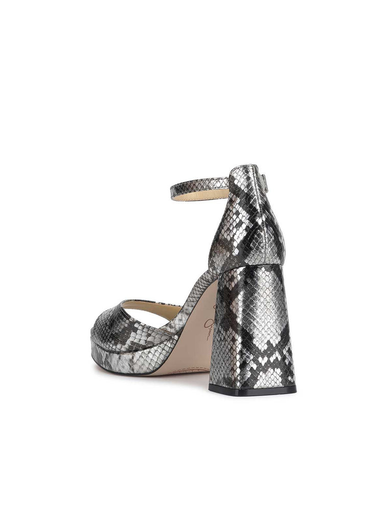 Kaliah Platform Sandal in Chrome Snake