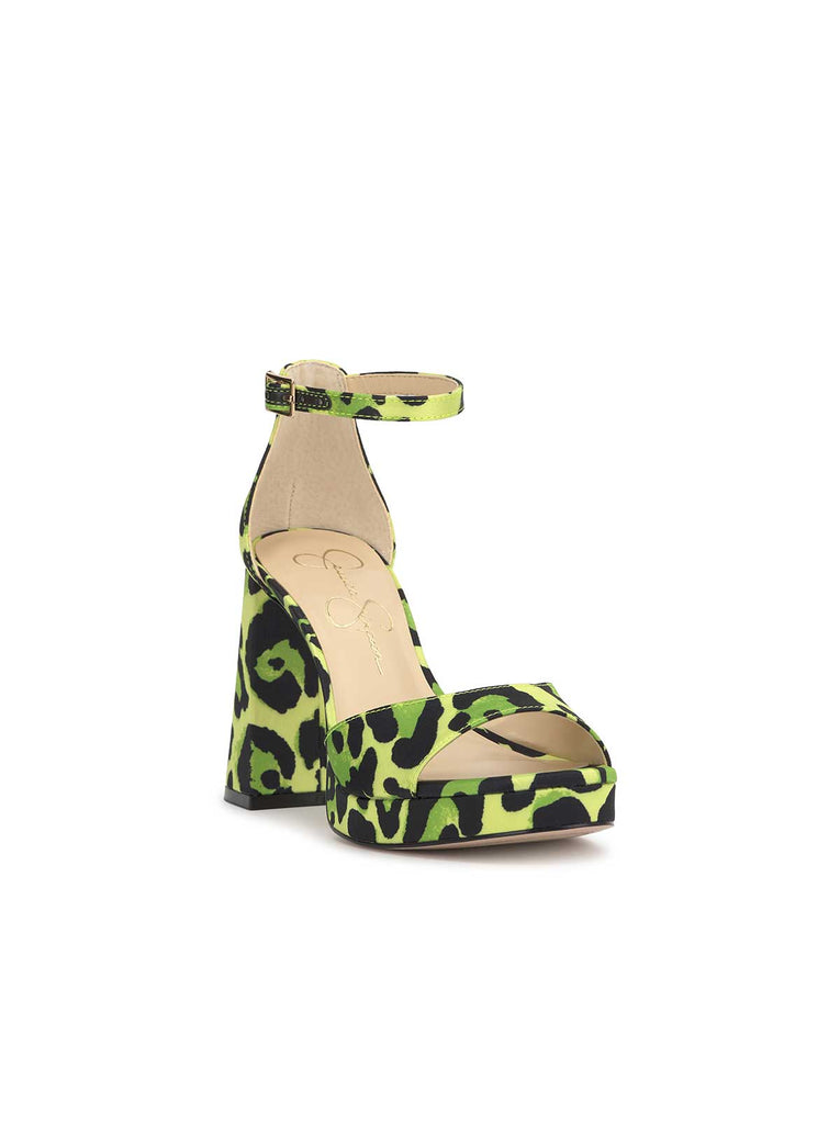 Kaliah Platform Sandal in Green Leopard