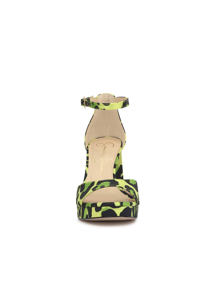 Kaliah Platform Sandal in Green Leopard