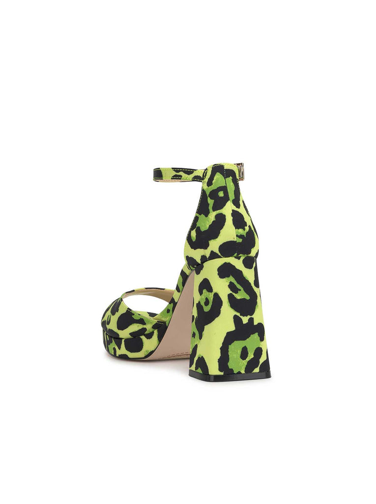 Kaliah Platform Sandal in Green Leopard