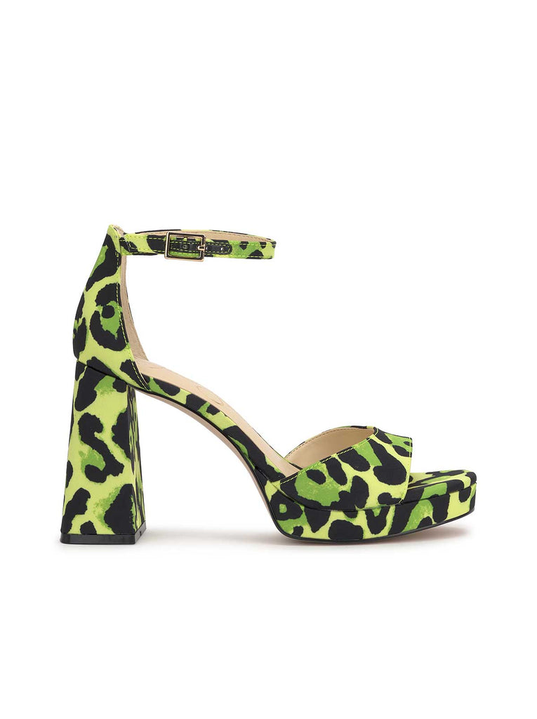 Kaliah Platform Sandal in Green Leopard