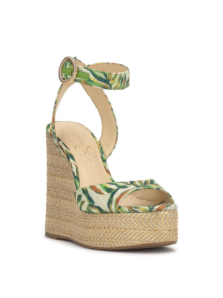 Kamindi Espadrille Wedge in Green Jungle