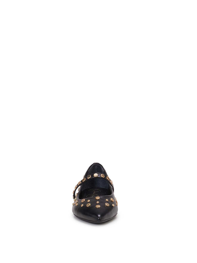 Kiann Pointed Toe Studded Flat in Black