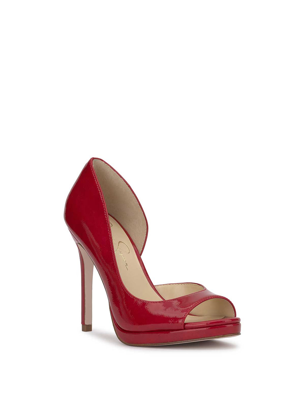 Kimli Peep Toe Pump in Red Muse