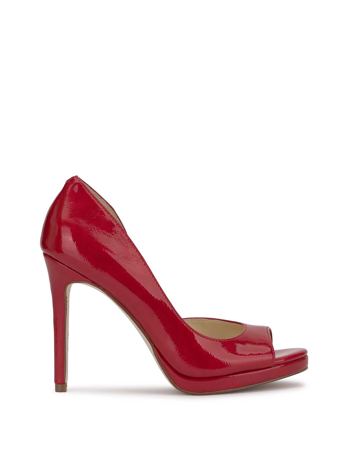Patent Leather Red Chunky Heels Closed Toe Kimli Peep Toe