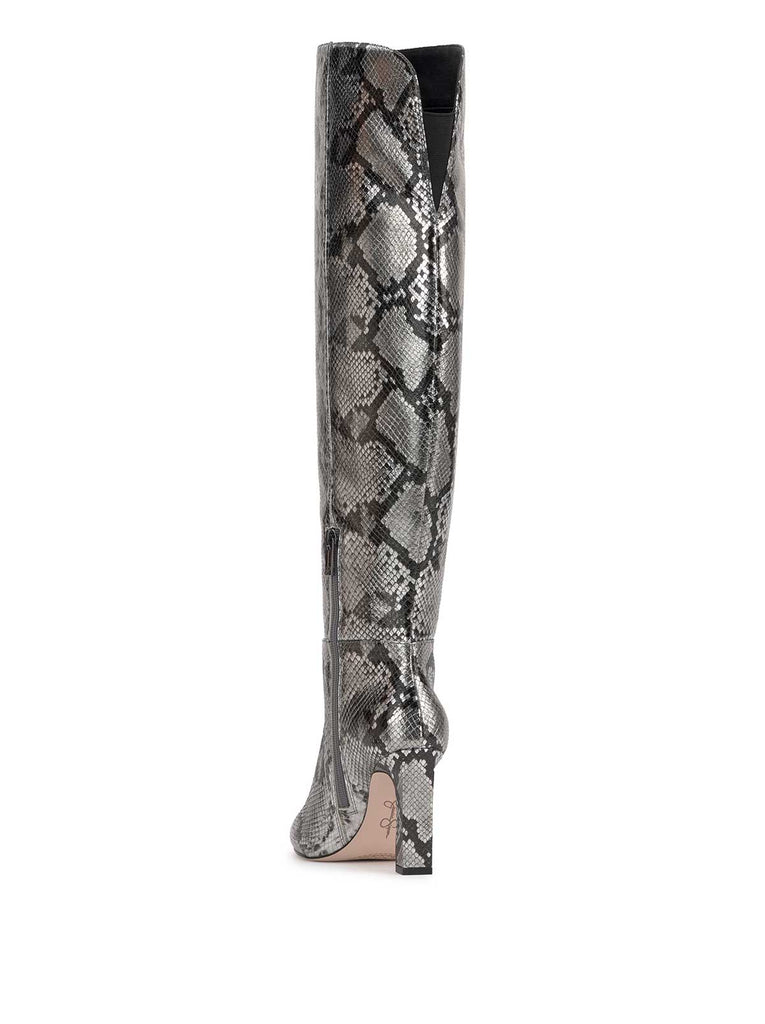 Mistia Over The Knee Boot in Chrome Snake