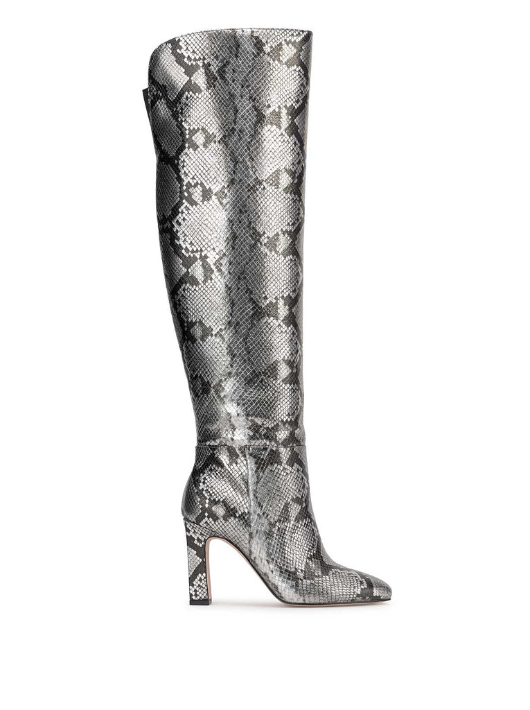 Mistia Over The Knee Boot in Chrome Snake