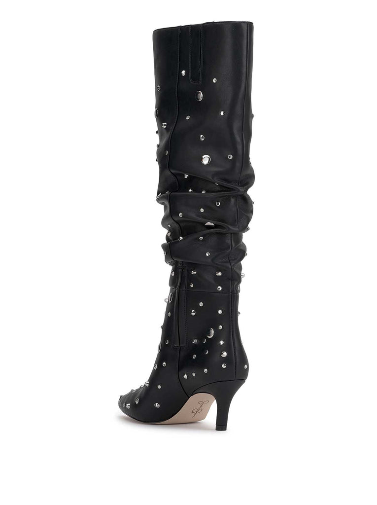 Naevy Slouch Boot in Black Studs