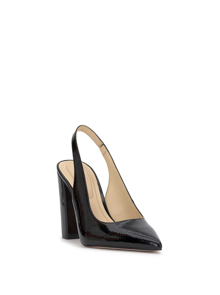 Noula Slingback Pointed Toe Pump in Black Patent
