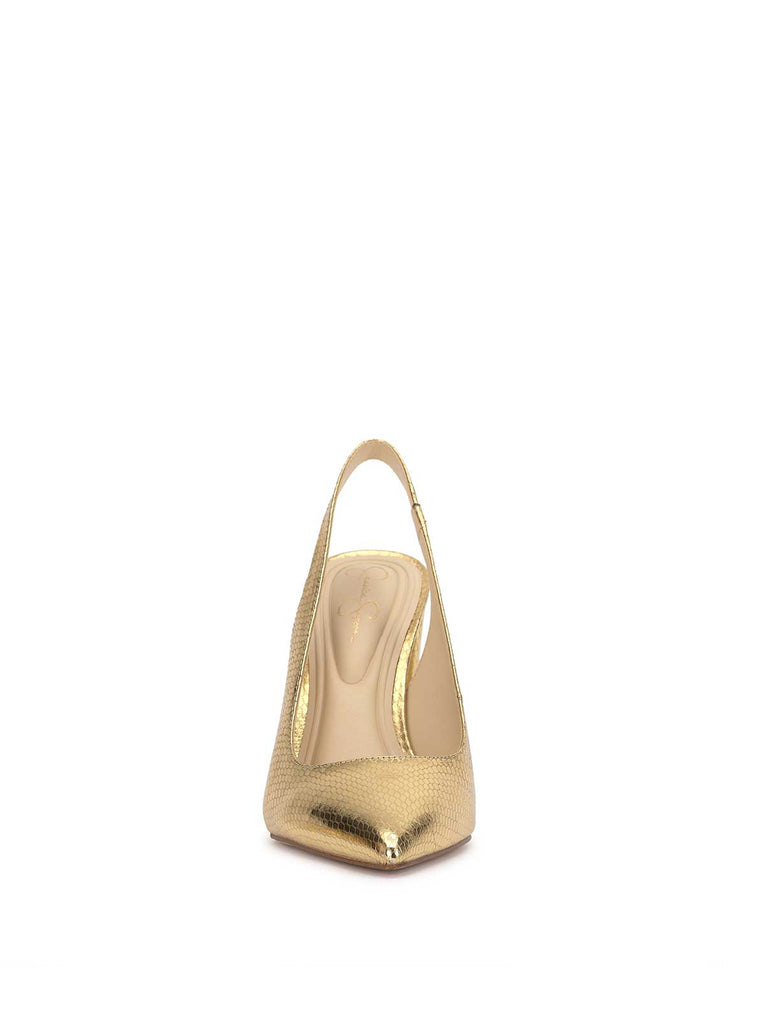 Noula Slingback Pointed Toe Pump in Gold