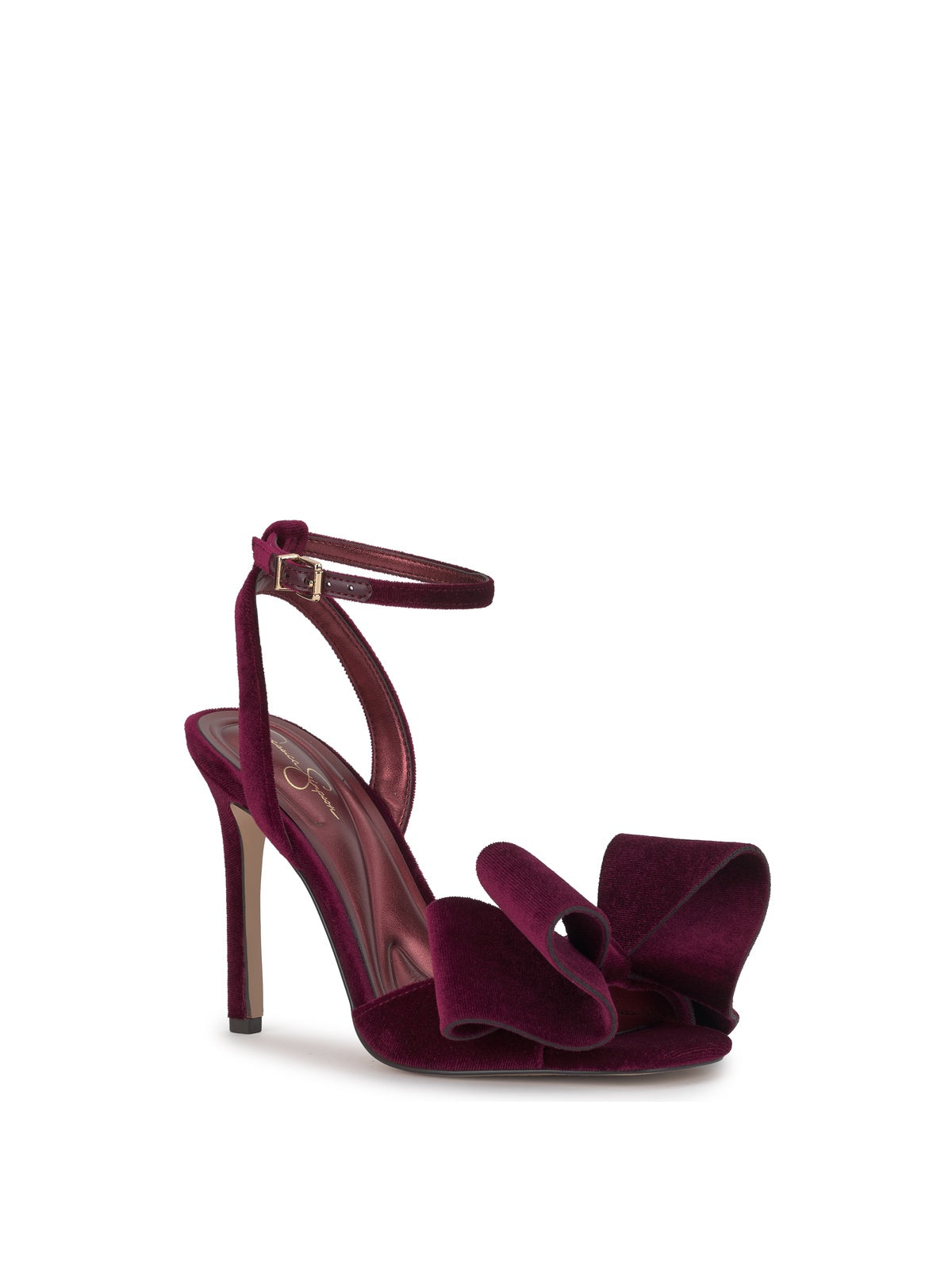Olivine High Heel in Dark Cherry Velvet