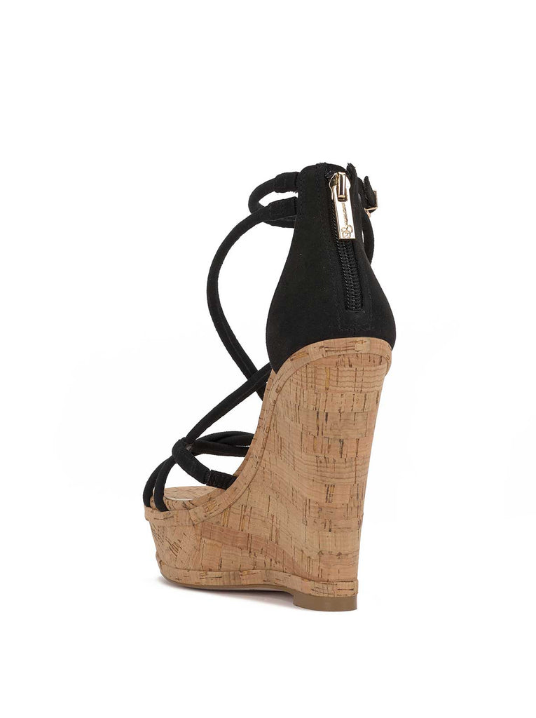 Olype Strappy Wedge Sandal in Black