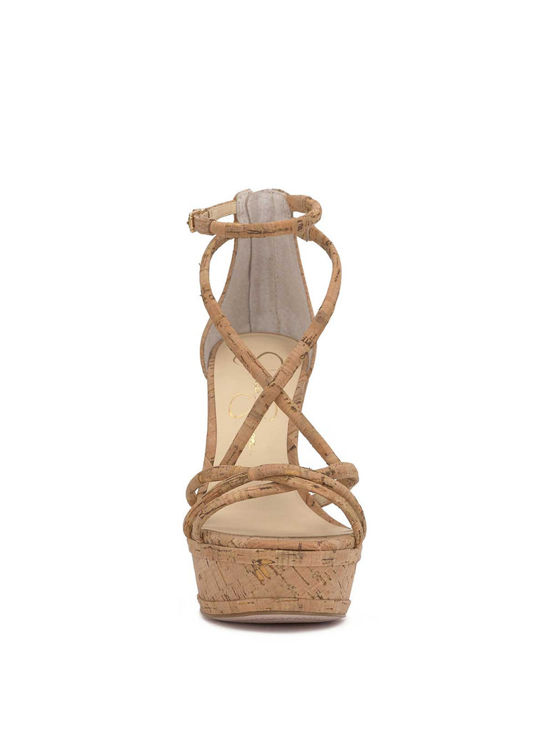 Olype Strappy Wedge Sandal in Natural