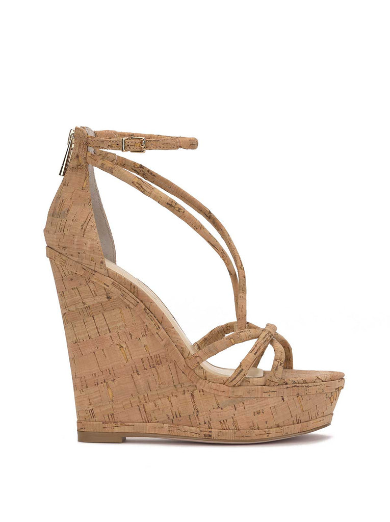 Olype Strappy Wedge Sandal in Natural