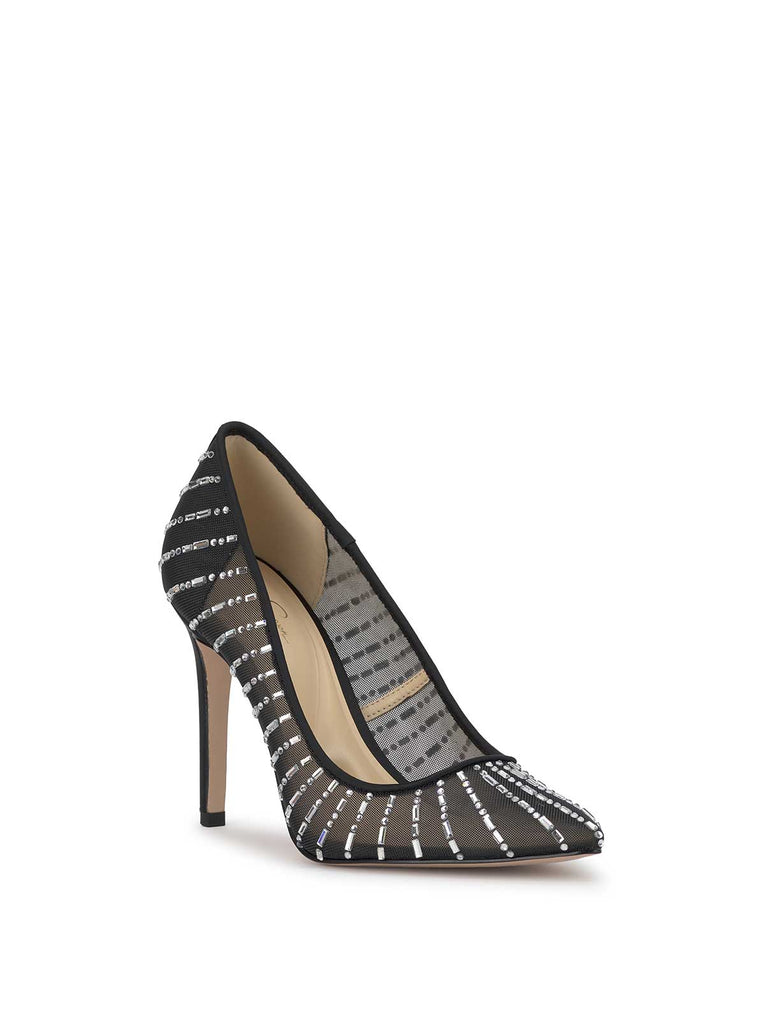 Piviano Pointed Toe Embellished Pump in Black