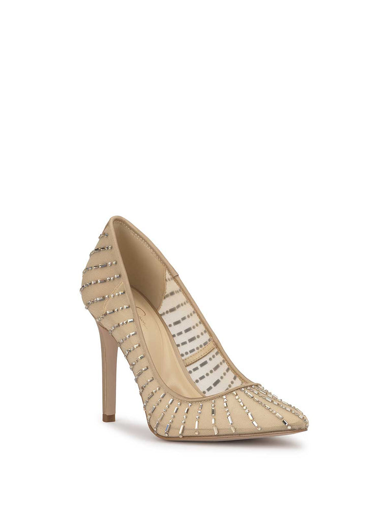 Piviano Pointed Toe Embellished Pump in Champagne