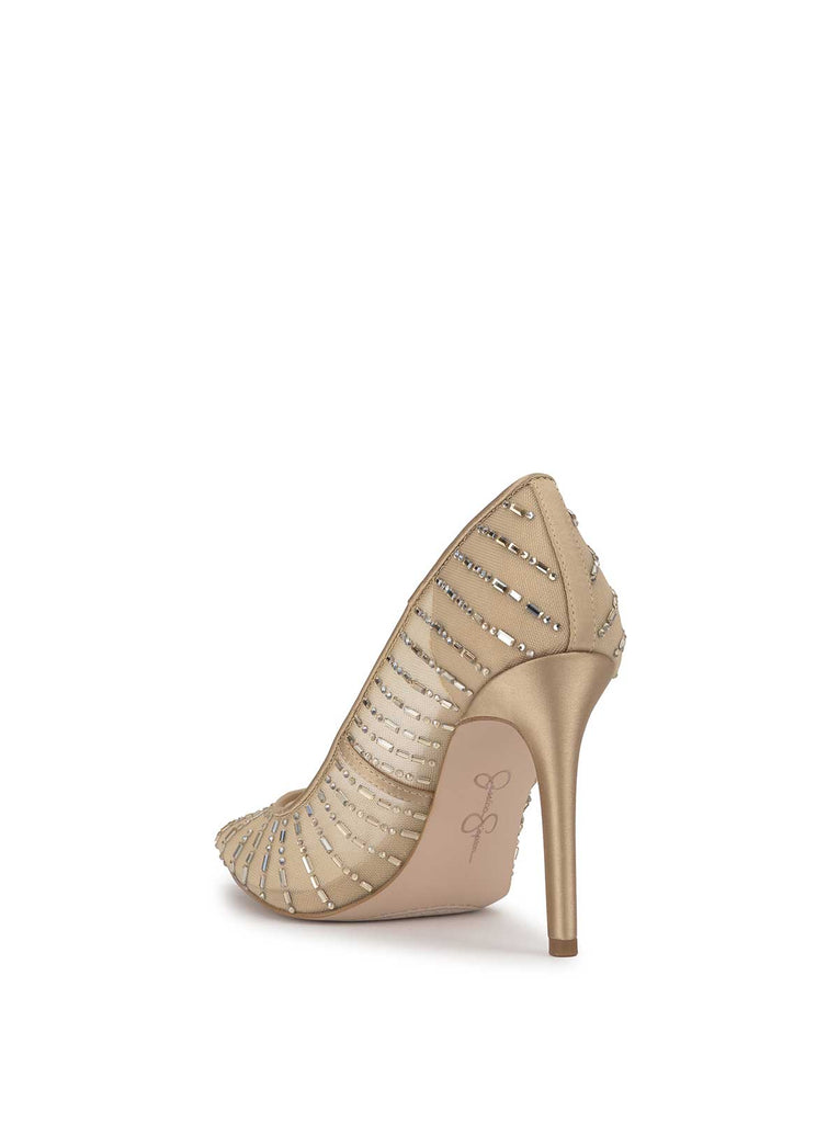 Piviano Pointed Toe Embellished Pump in Champagne