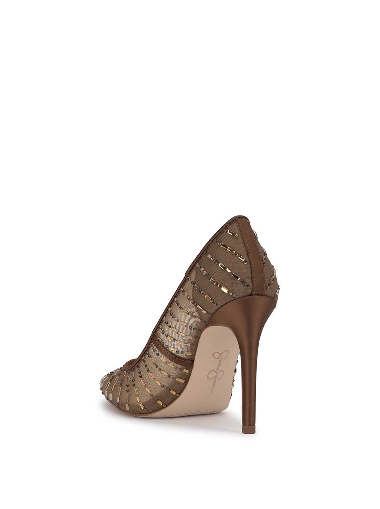 Piviano Pointed Toe Embellished Pump in Toasted Pecan