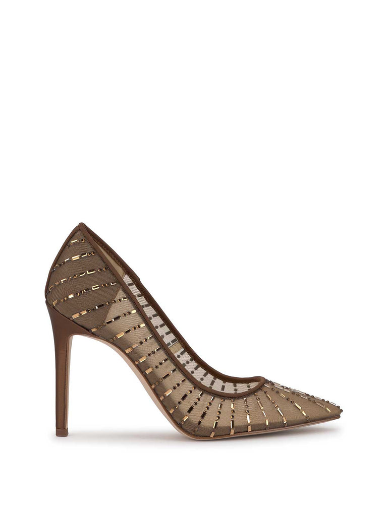 Piviano Pointed Toe Embellished Pump in Toasted Pecan