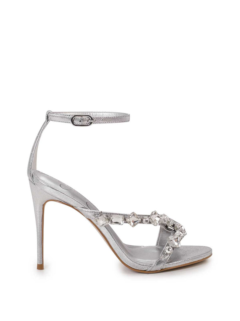 Raela Embellished High Heel Sandal in Silver