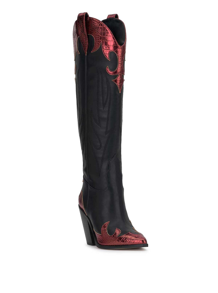 Rhetta Western Boot in Black & Oxblood