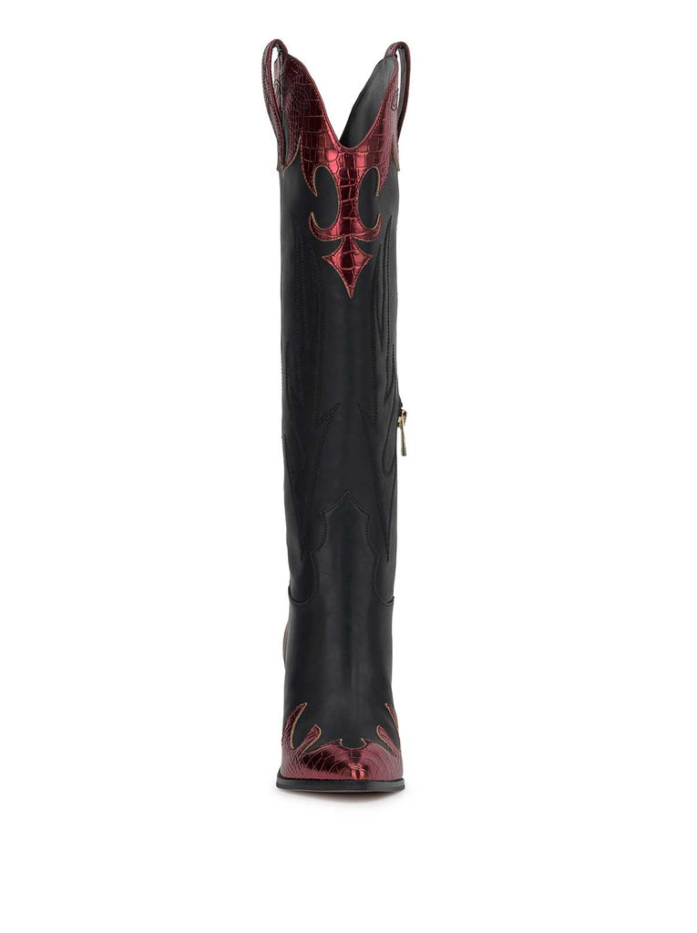 Rhetta Western Boot in Black & Oxblood