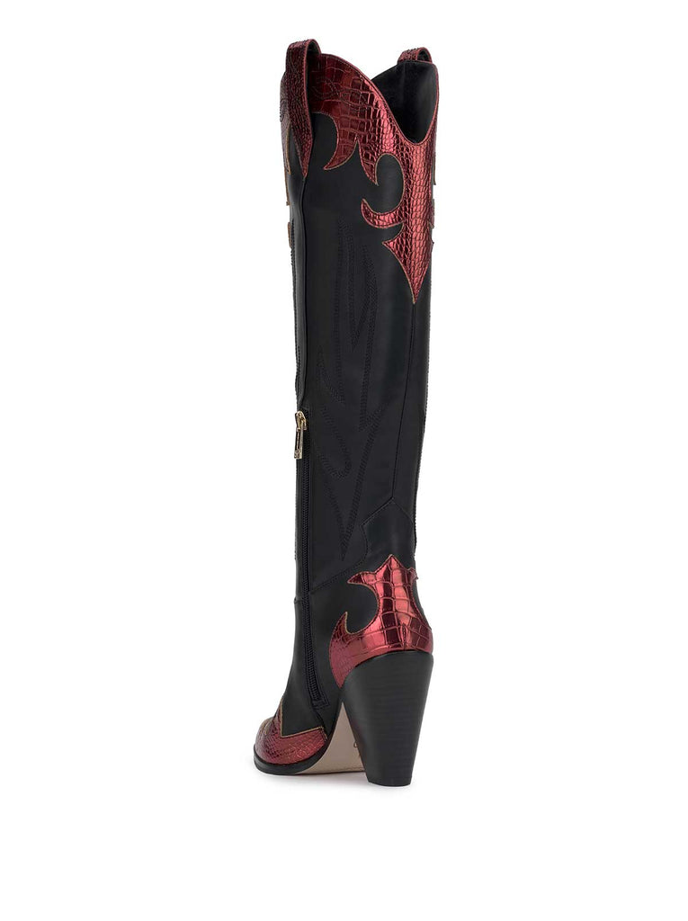 Rhetta Western Boot in Black & Oxblood