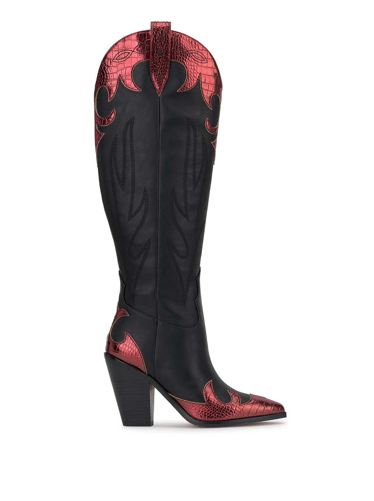 Rhetta Western Boot in Black & Oxblood