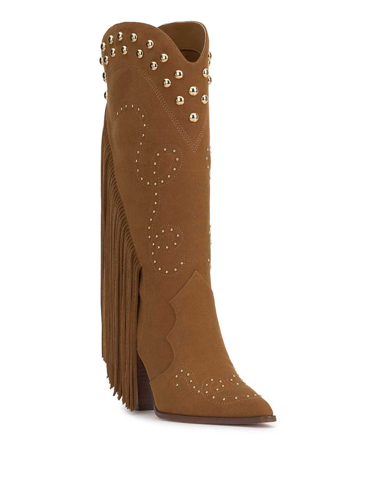 Rosera Studded Fringe Boot in Tuscan Tan