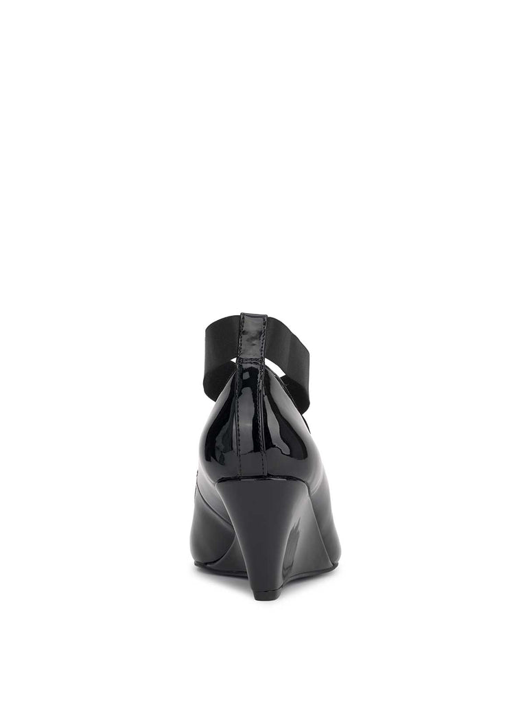 Saedra Wedge in Black Patent