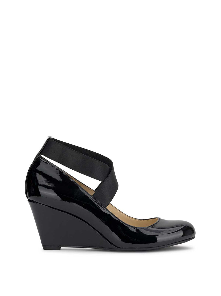 Saedra Wedge in Black Patent