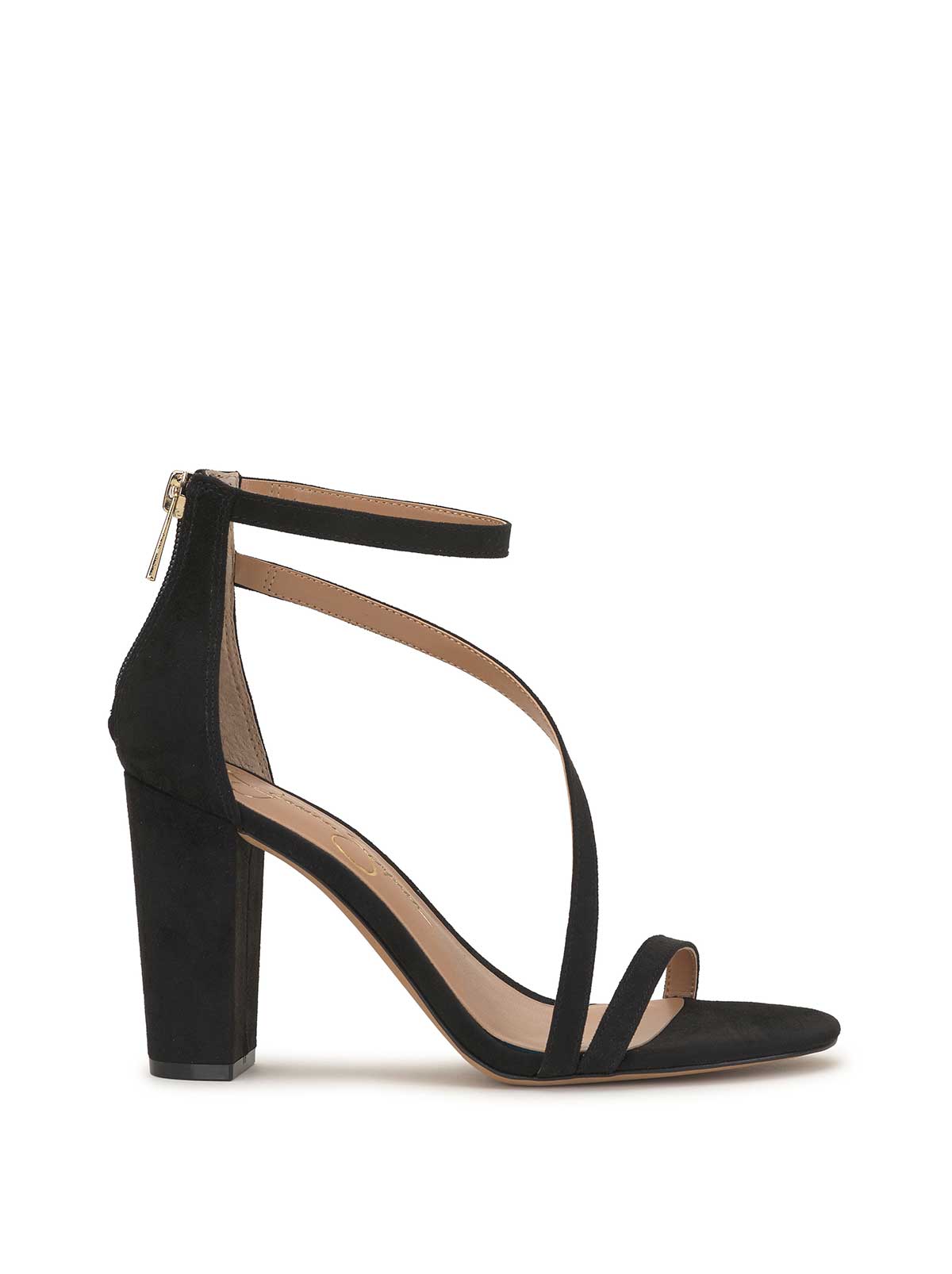 Black Pucroc Asymmetric Strappy Block Heel Sandals | PrettyLittleThing