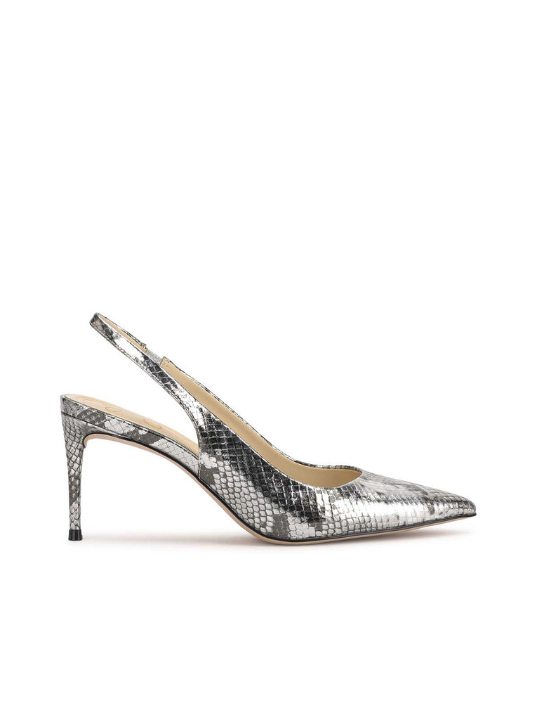 Souli Sling Back Heel in Chrome Snake