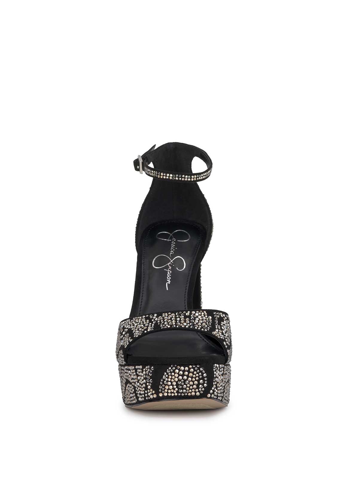 Telxia Ankle Strap Platform Sandal in Embellished Black – Jessica