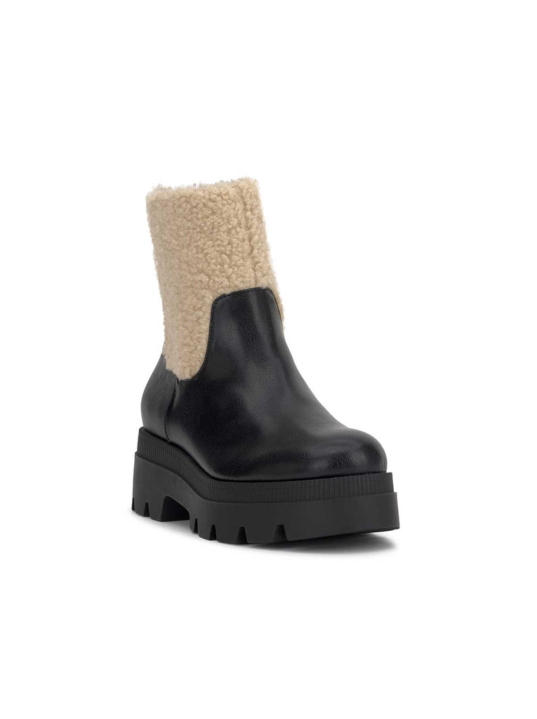 Ulalie Lug Bootie in Black & Shearling