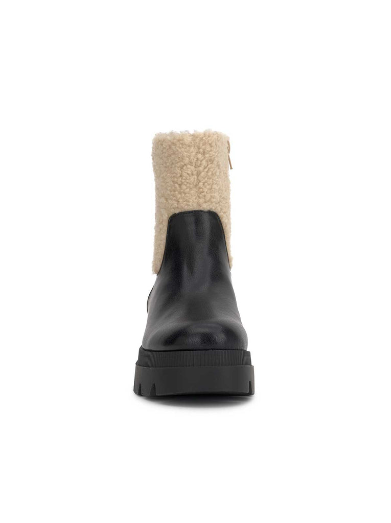 Ulalie Lug Bootie in Black & Shearling