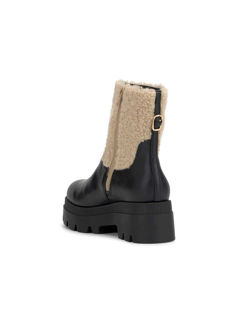 Ulalie Lug Bootie in Black & Shearling