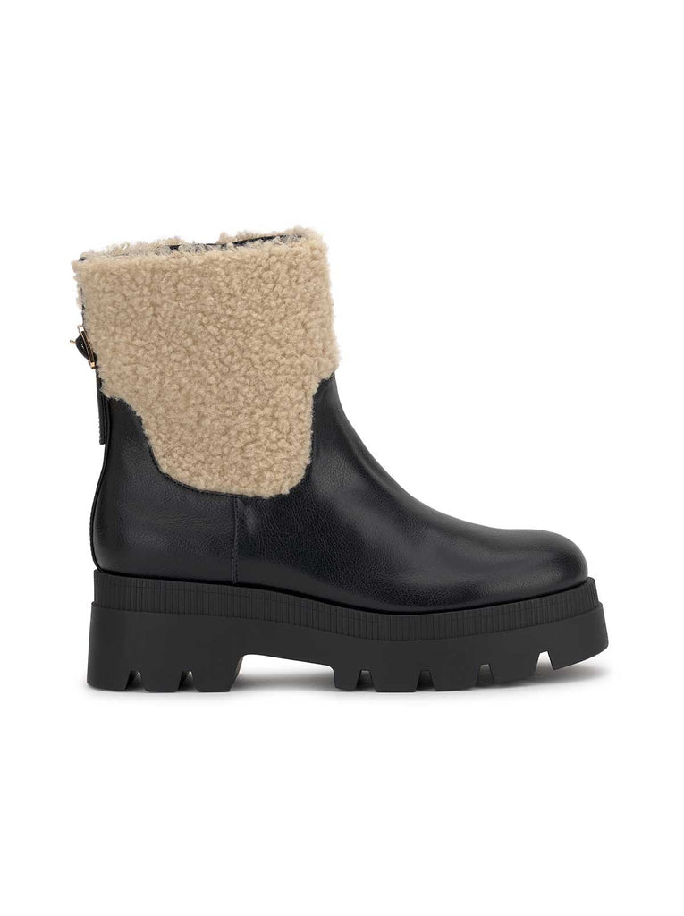 Ulalie Lug Bootie in Black & Shearling