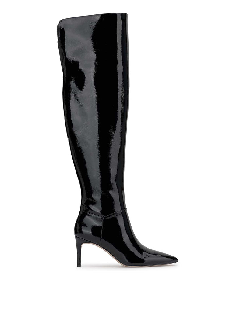 Verity Stiletto Boot in Black Patent